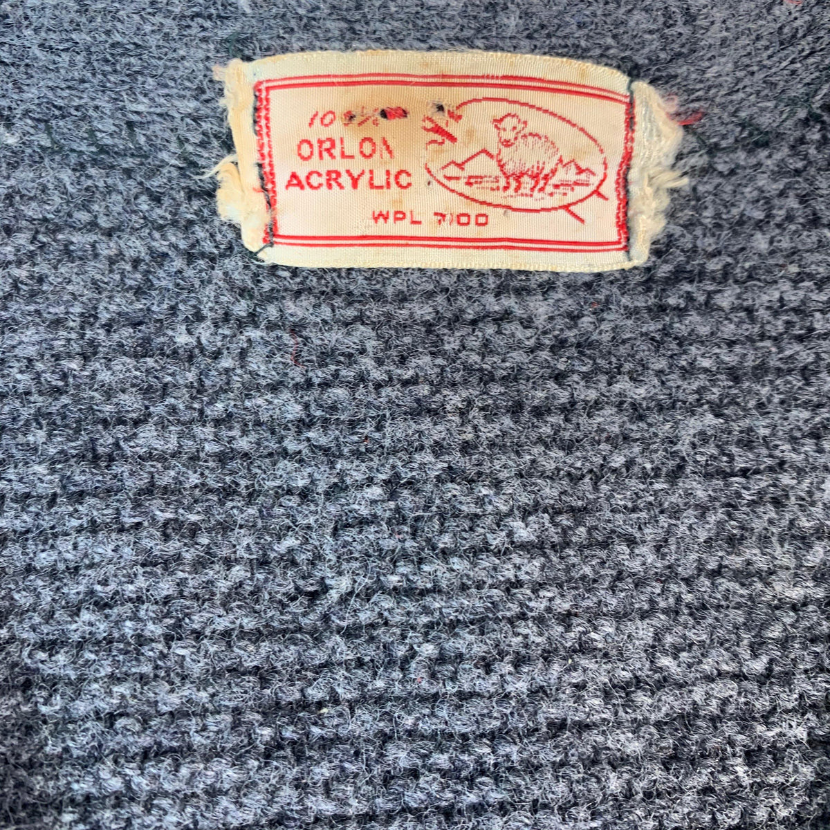 Vintage 100% Orlan Acrylic Striped Cardigan tag