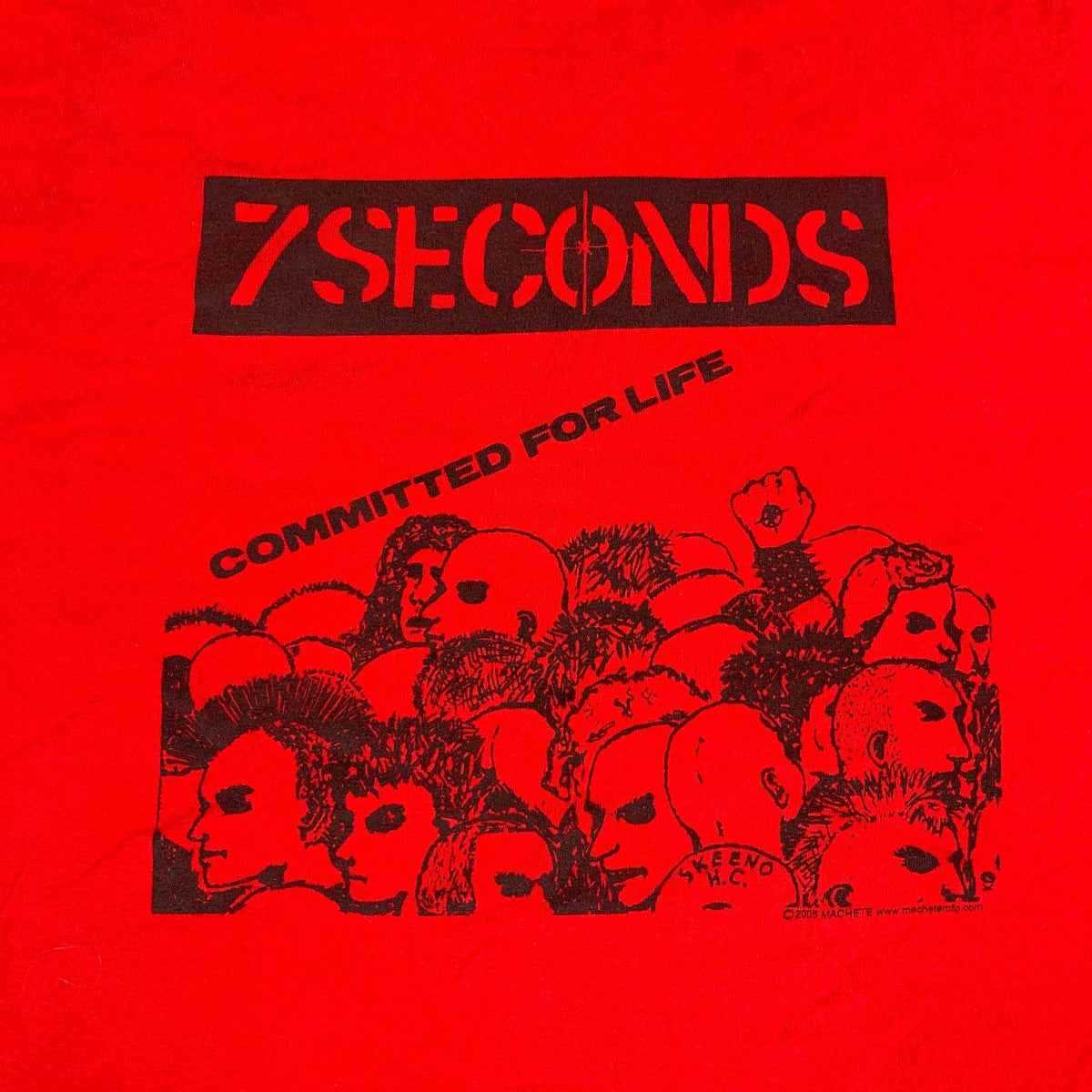 Vintage 7 Seconds Committed For Life T Shirt detail