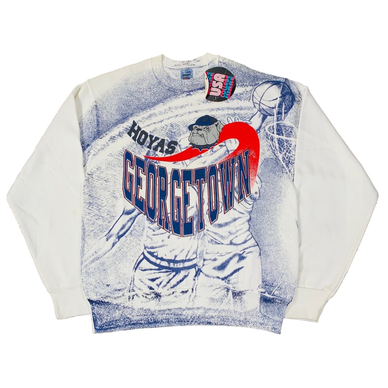 Vintage Georgetown University "Hoyas" All Over Print Crewneck Sweatshirt - jointcustodydc