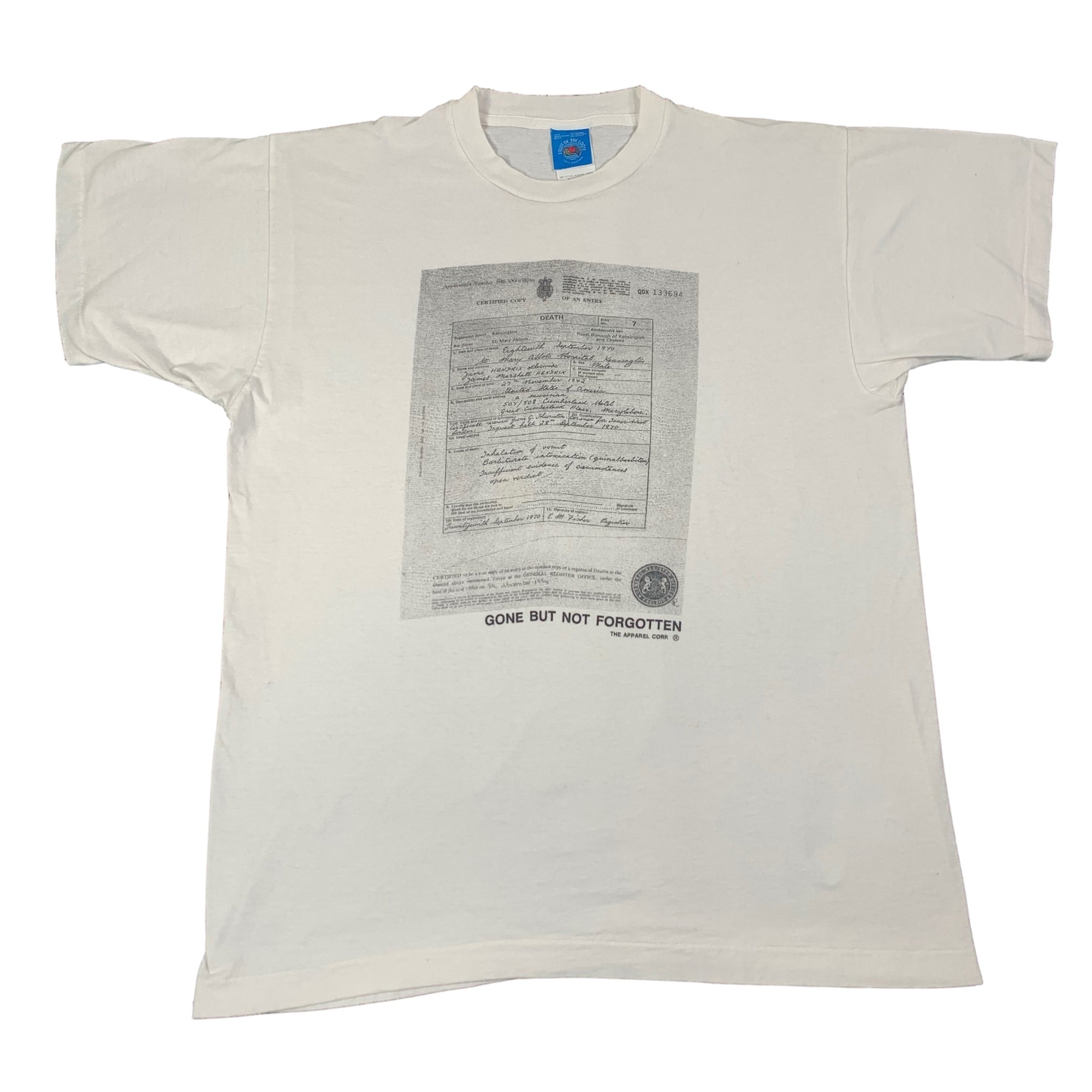 Vintage Jimi Hendrix "Death Certificate" T-Shirt - jointcustodydc