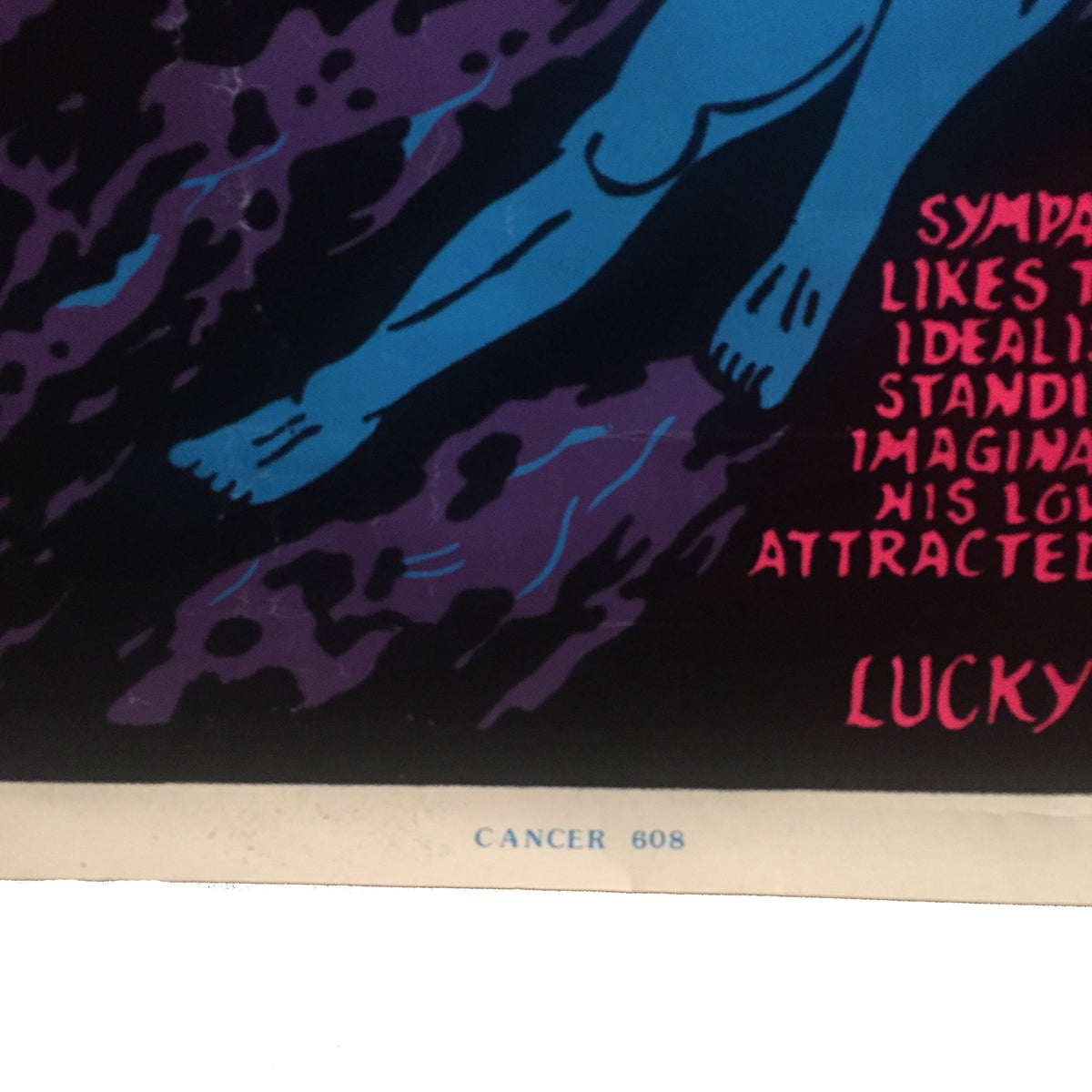 Vintage Cancer Astrology &quot;Black Light&quot; Poster