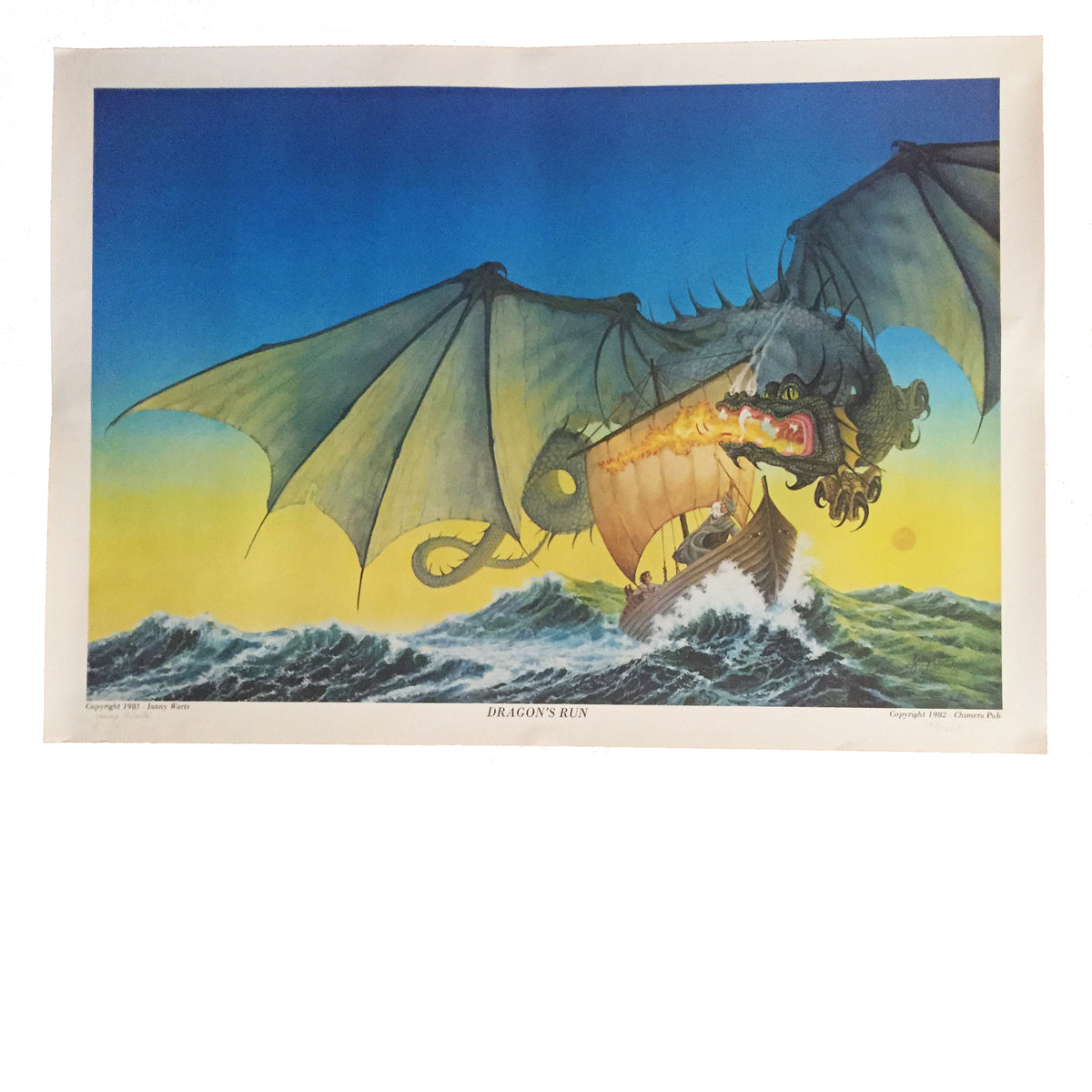 Vintage Janny Wurst &quot;Dragon&#39;s Run&quot; Numbered Print