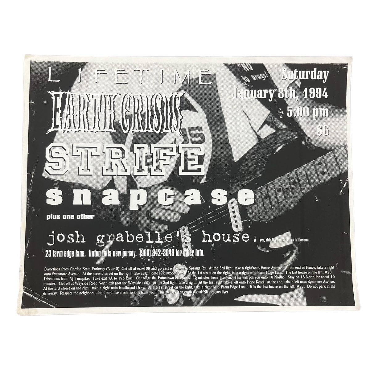 Vintage Lifetime Earth Crisis &quot;Josh Grabelle&#39;s House&quot; Show Flyer