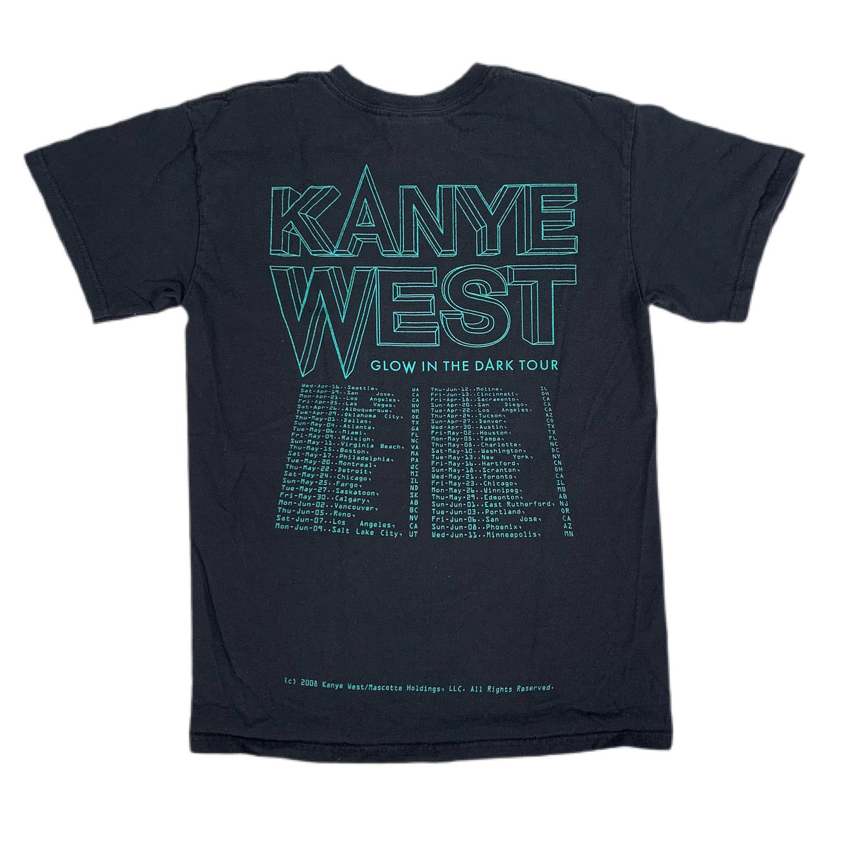 Vintage Kanye West &quot;Glow In The Dark Tour&quot; T-Shirt