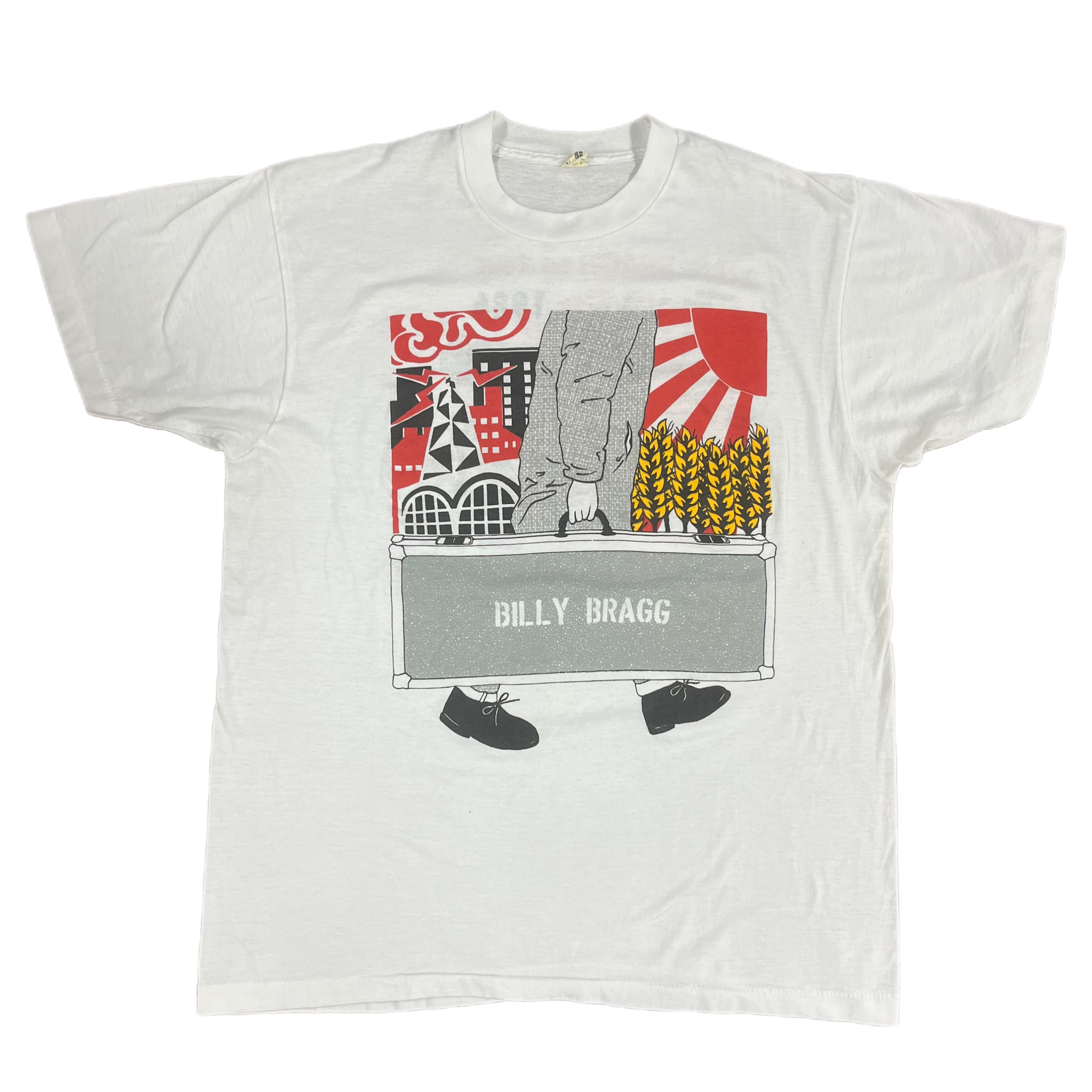 T-Shirt Billy Bragg Have Guitar Will Travel – 2 Lati, Unisex, Taglia XL, Bianca
