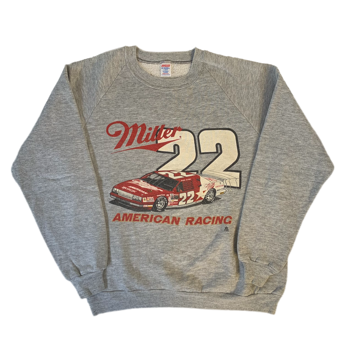 Vintage Nascar Bobby Allison &quot;Miller American Racing&quot; Raglan Sweatshirt