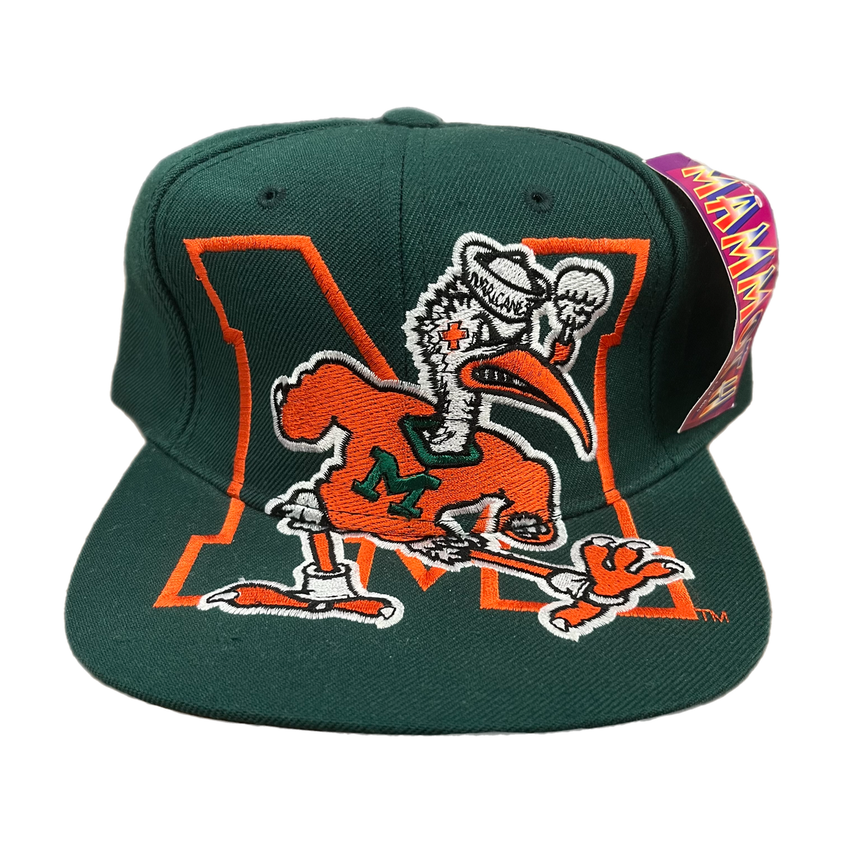 Vintage University Of Miami &quot;Hurricanes&quot; Wool Blend Embroidered Snapback Hat