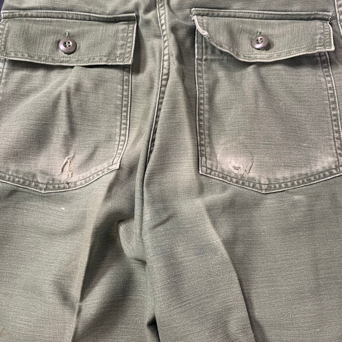Vintage US Army Sateen &quot;OG-107&quot; Cotton Trousers 28x29