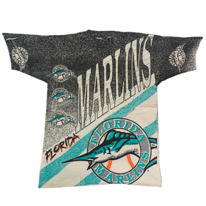 CustomCat Florida Marlins Fish Retro MLB T-Shirt Ash / S