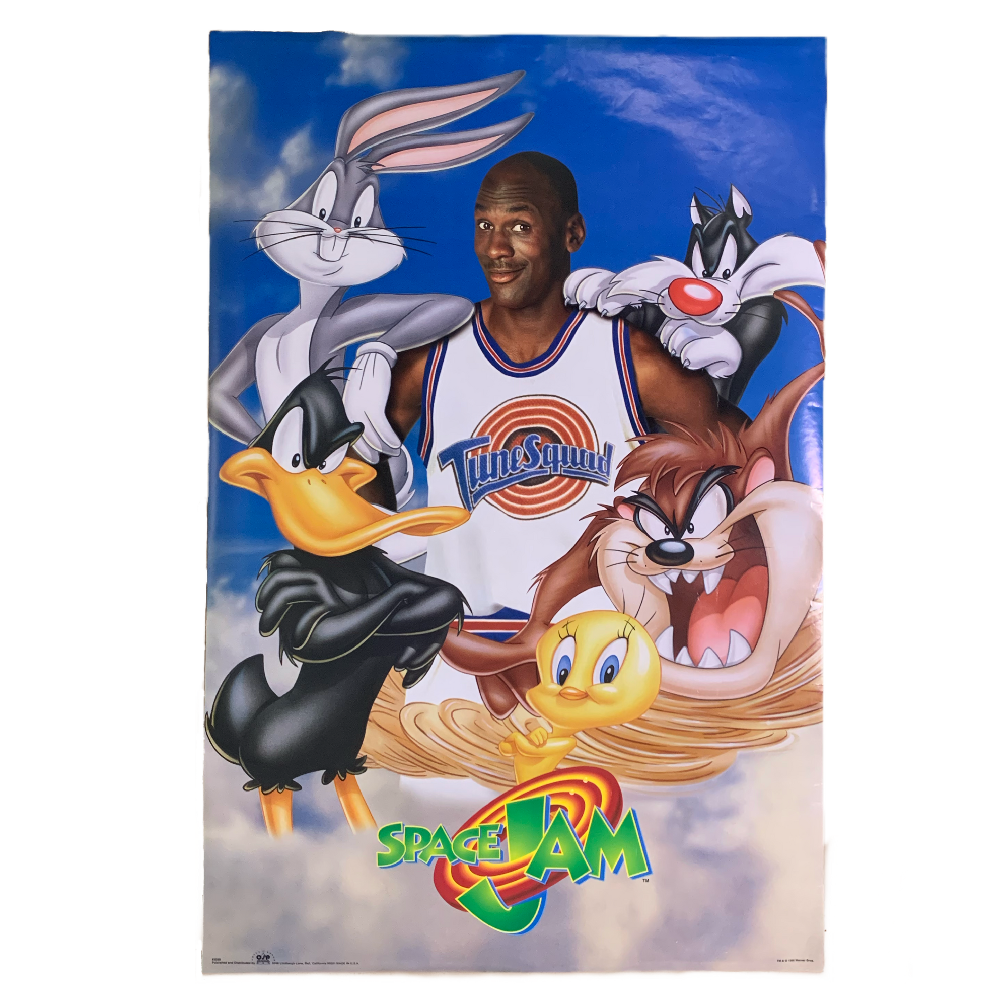 vintage original space jam poster michael jordan bugs bunny looney tunes