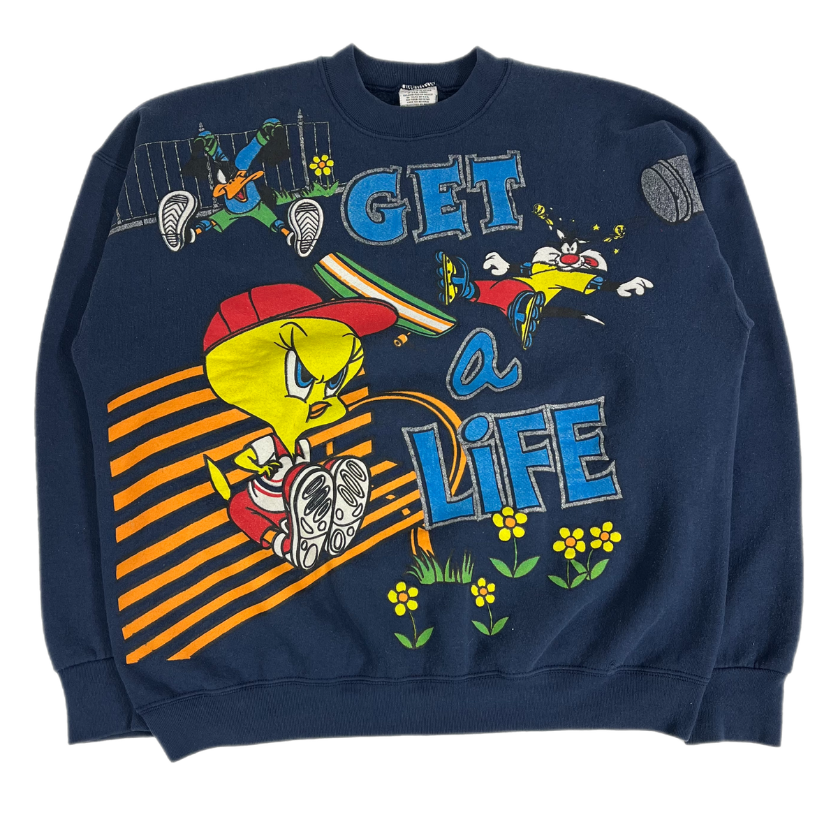 Vintage Looney Tunes &quot;Get A Life&quot; Crewneck Sweatshirt