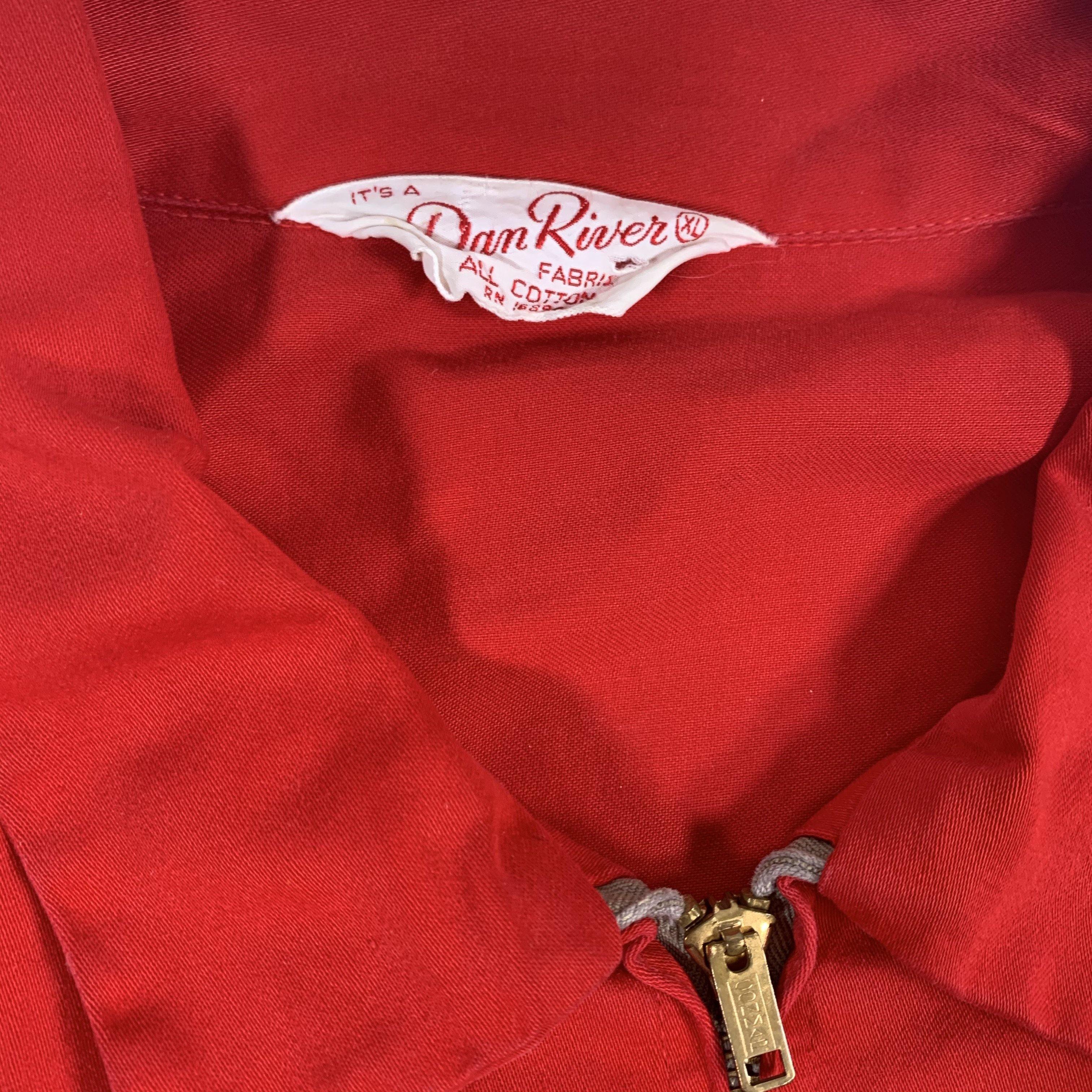 Vintage 80s Red Satin Varsity Marching Band Jacket Chain Stitch Embroidery