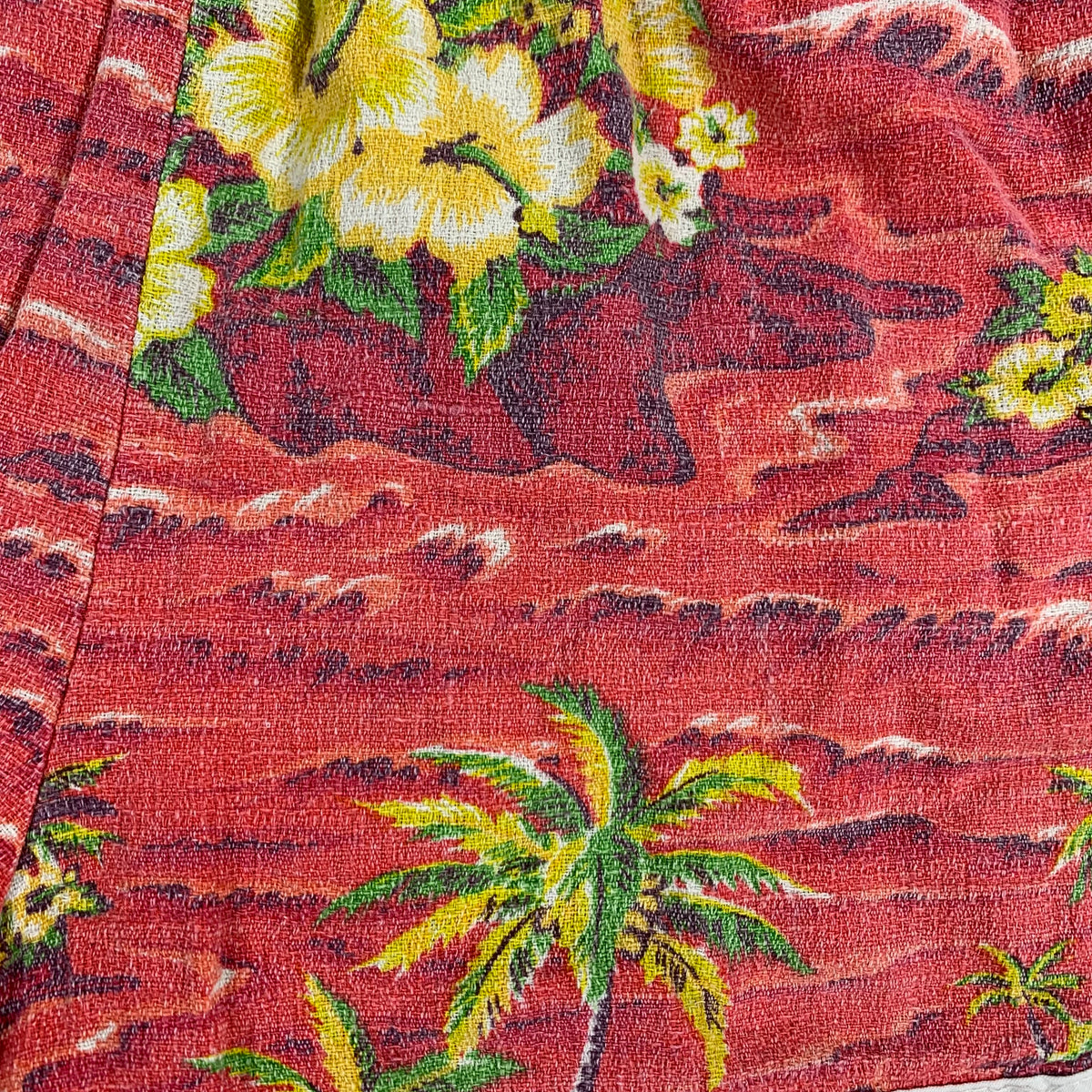 Vintage Hawaiian Floral &quot;Cotton&quot; Swimming Trunks
