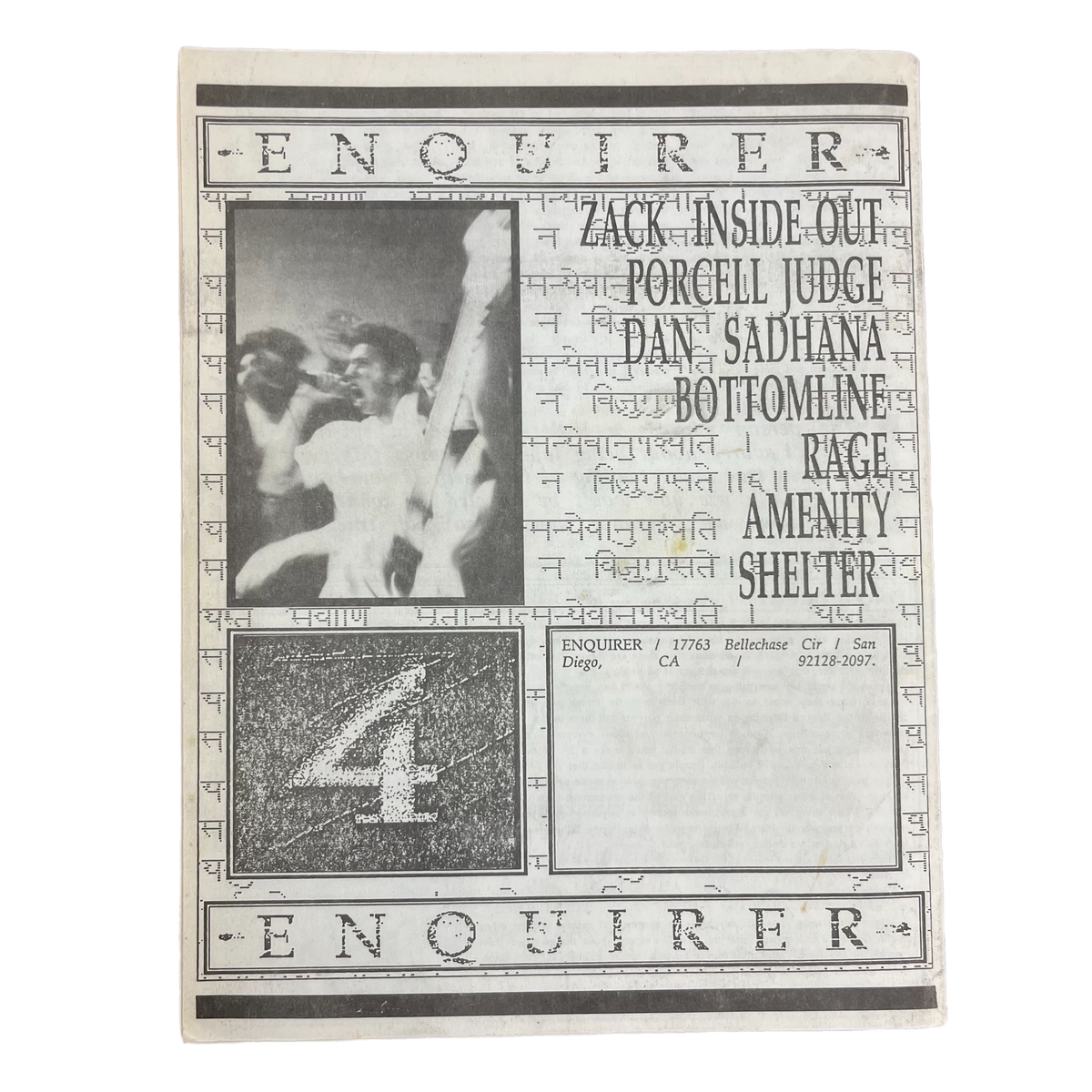 Vintage Enquirer Fanzine &quot;Issue #4&quot; Vic DiCara Krishna Hardcore Fanzine