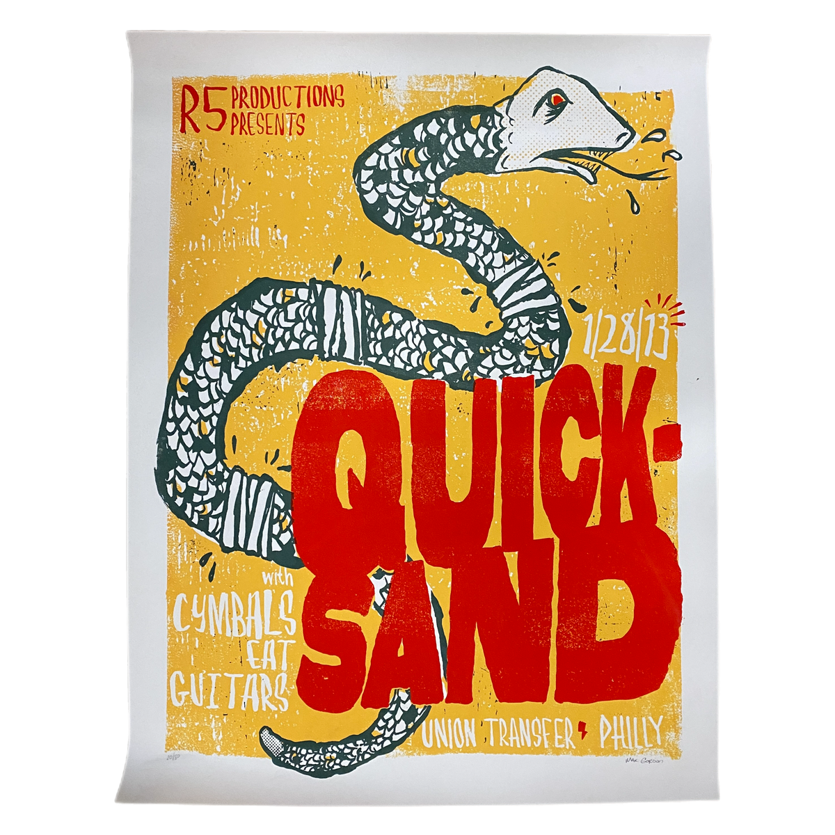 Quicksand &quot;Union Transfer 2013&quot; Philadelphia R5 Productions Screenprinted Poster
