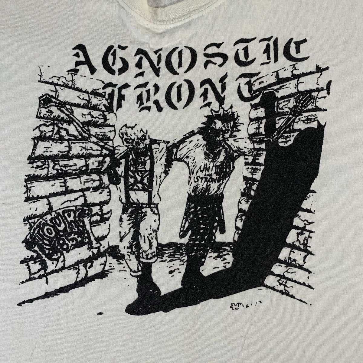 Vintage Agnostic Front United Blood 1985 Tour Shirt Reprint Graphic Detail
