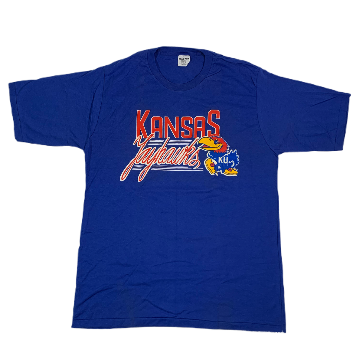 Vintage Kansas &quot;Jayhawks&quot; Sand-Knit T-Shirt - jointcustodydc