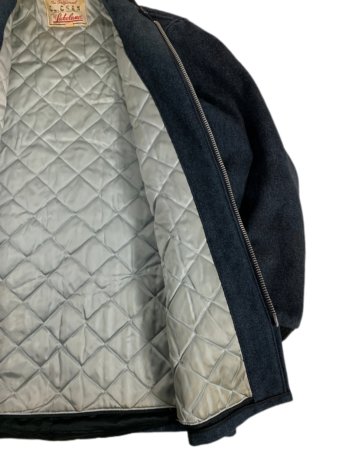 Vintage Original Silver Quilted Lakeland &quot;Wool&quot; Clicker Jacket