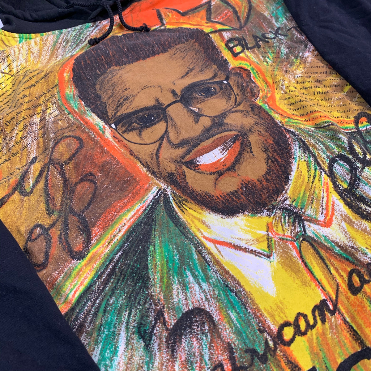 Vintage Malcolm X &quot;Pastel Portrait&quot; Hooded Sweatshirt