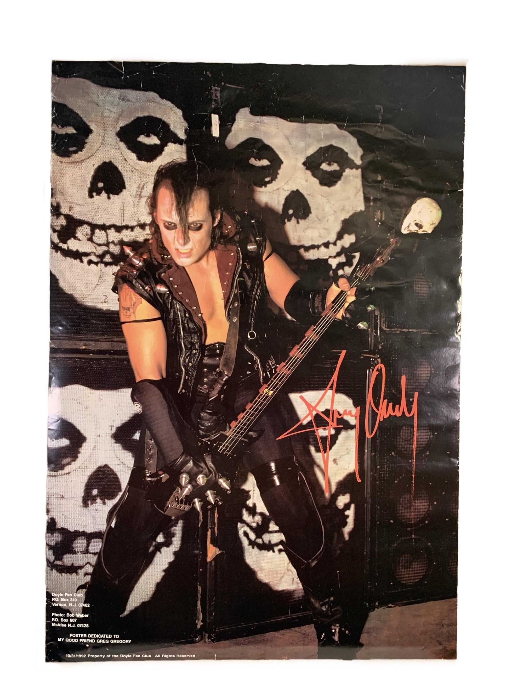 Vintage original Jerry Only Misfits Doyle Fan Club Poster