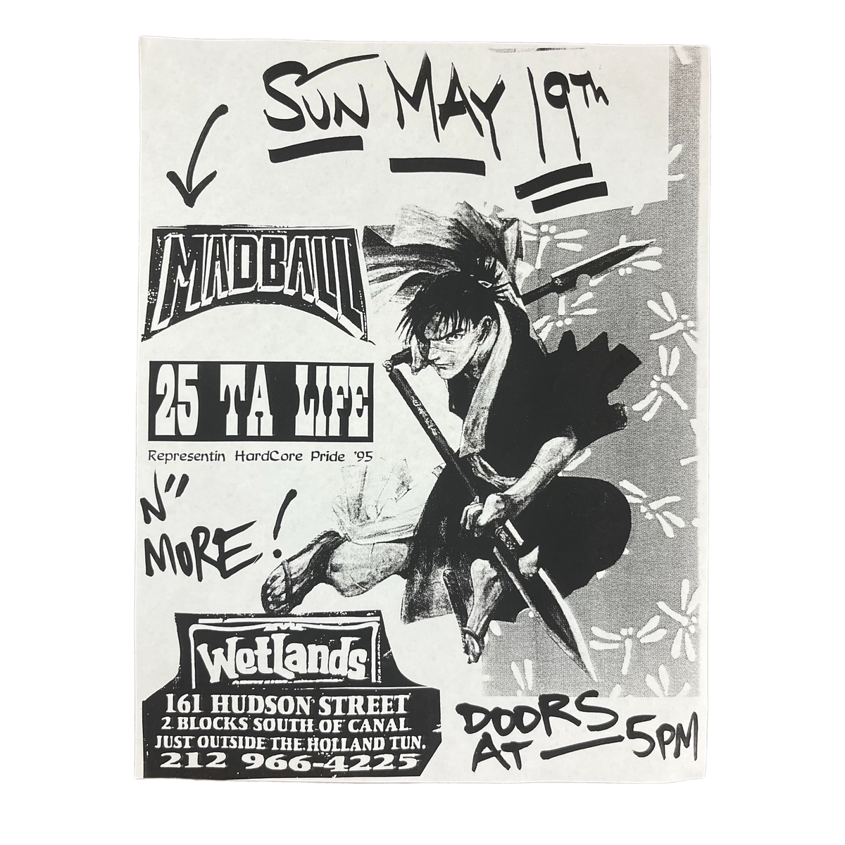 Vintage Madball 25 Ta Life &quot;Wetlands&quot; NYC Show Flyer