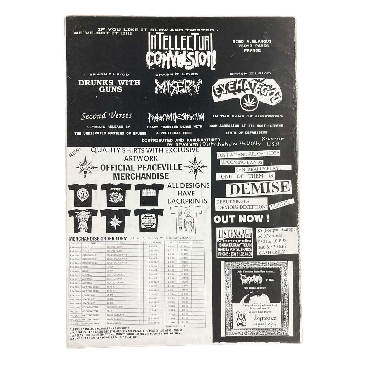 Vintage Peardrop Fanzine &quot;Death Metal&quot; Issue #4 + 1992-1993 Monthly Newsletters