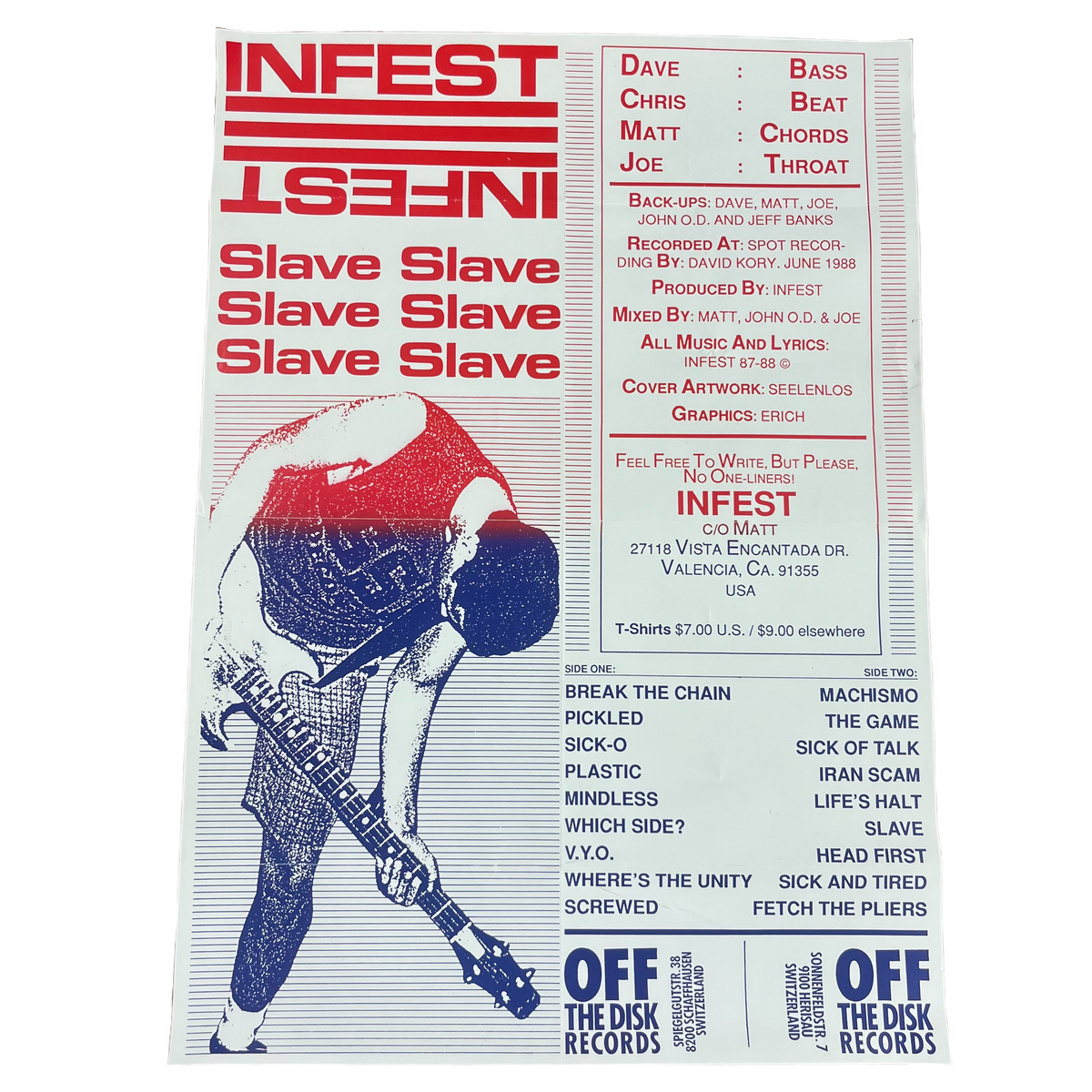 Infest &quot;Slave&quot; Off The Disk Records Promotional Poster