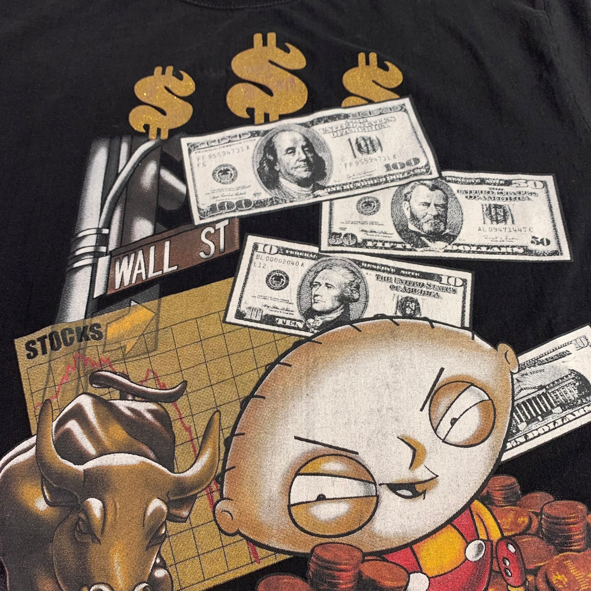 Vintage Stewie &quot;Where&#39;s My Money&quot; Wall Street T-Shirt