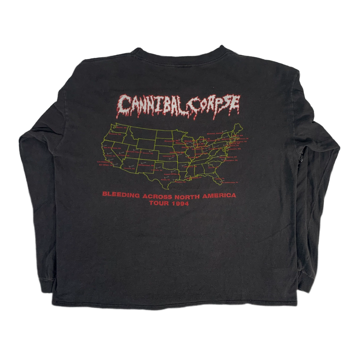 Vintage Cannibal Corpse &quot;Bleeding Across NA&quot; Long Sleeve Shirt