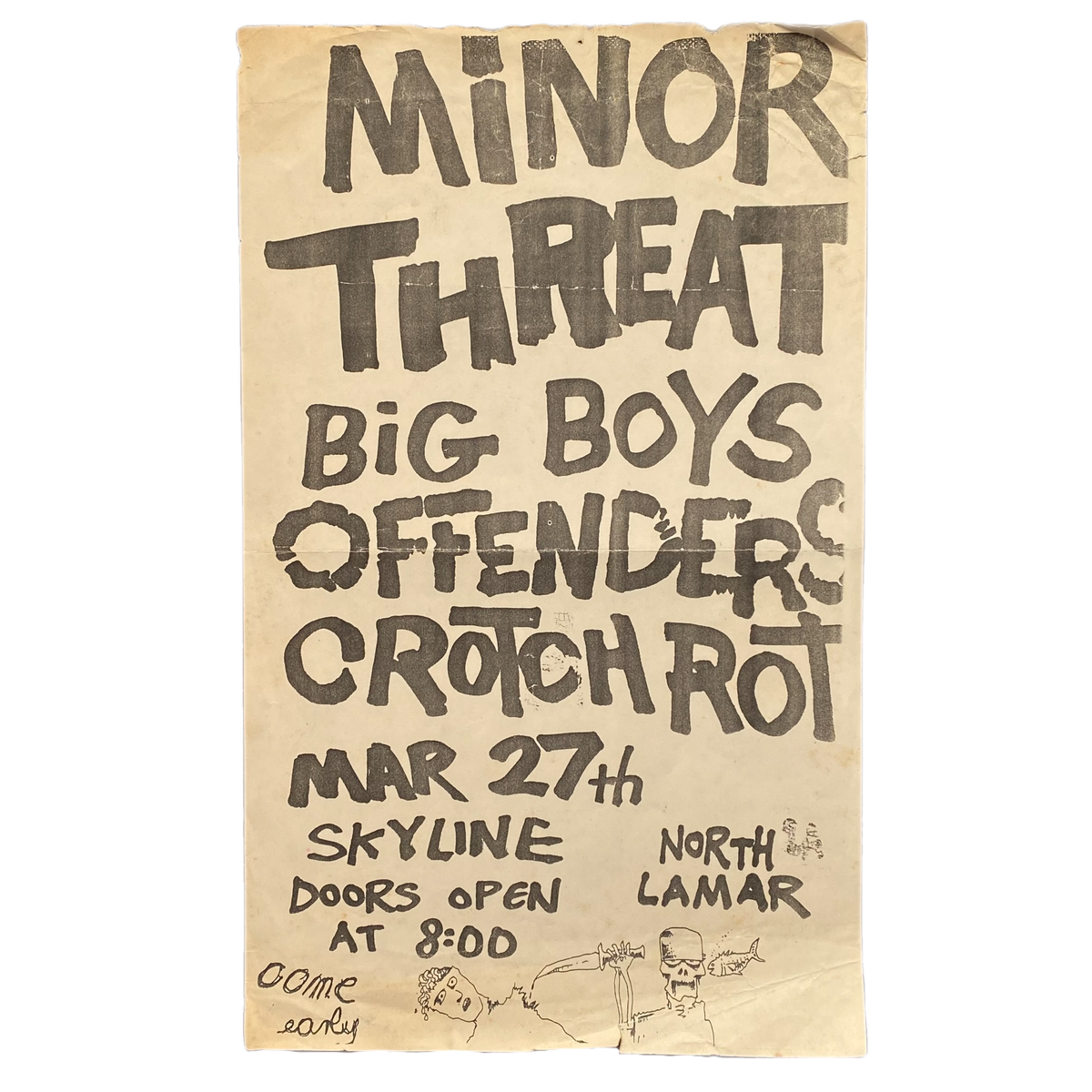 Vintage Minor Threat &quot;Austin, TX&quot; Big Boys Offenders Crotch Rot 1983 Flyer