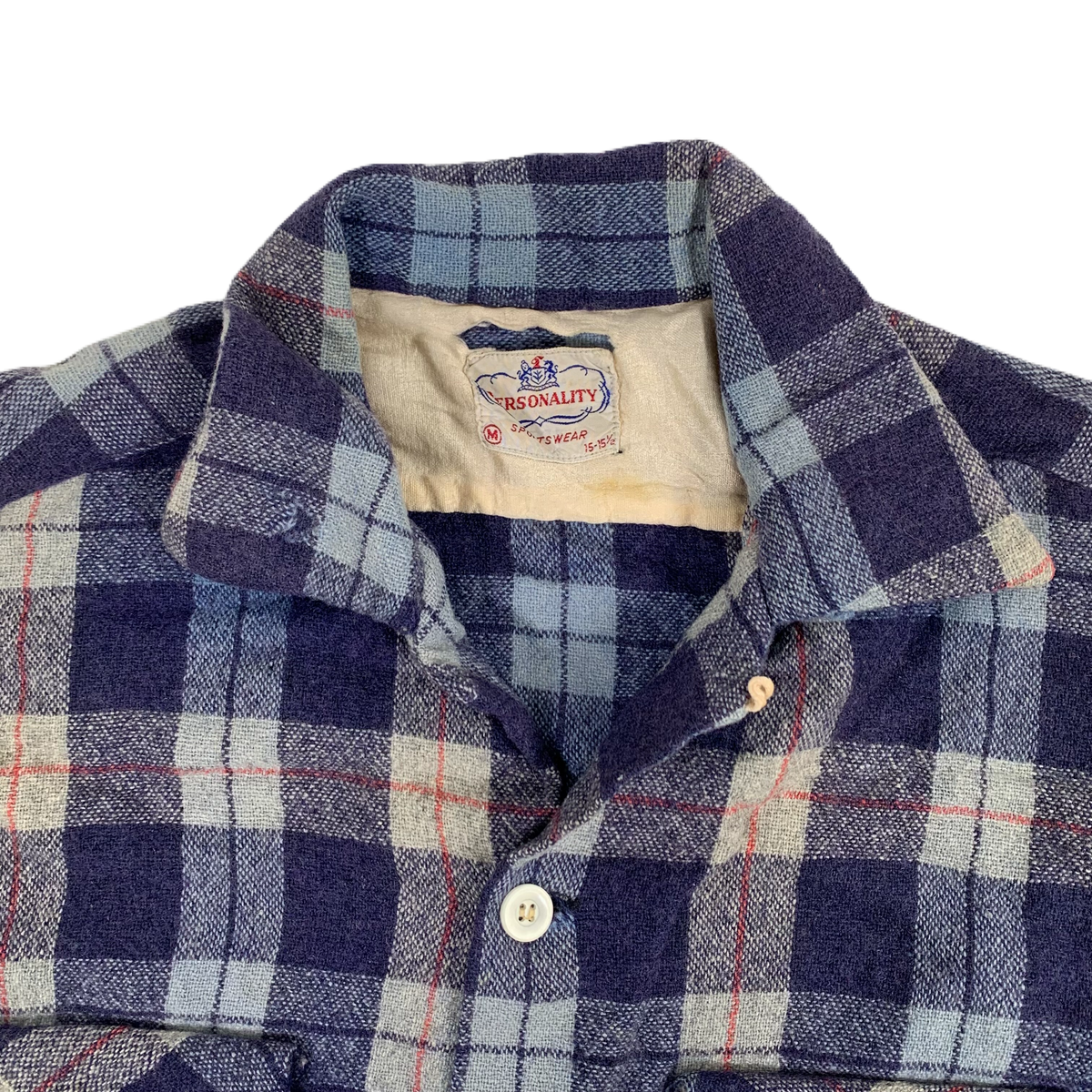 Vintage Personality Sportswear &quot;Blue Plaid&quot; Wool Loop Collar Shirt