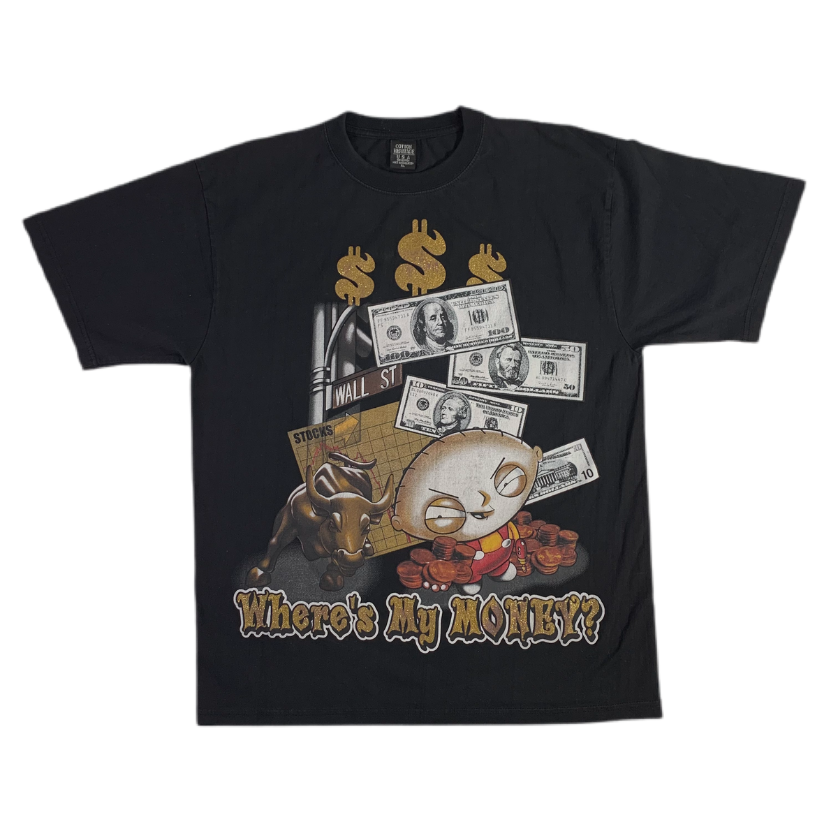 Vintage Stewie &quot;Where&#39;s My Money&quot; Wall Street T-Shirt
