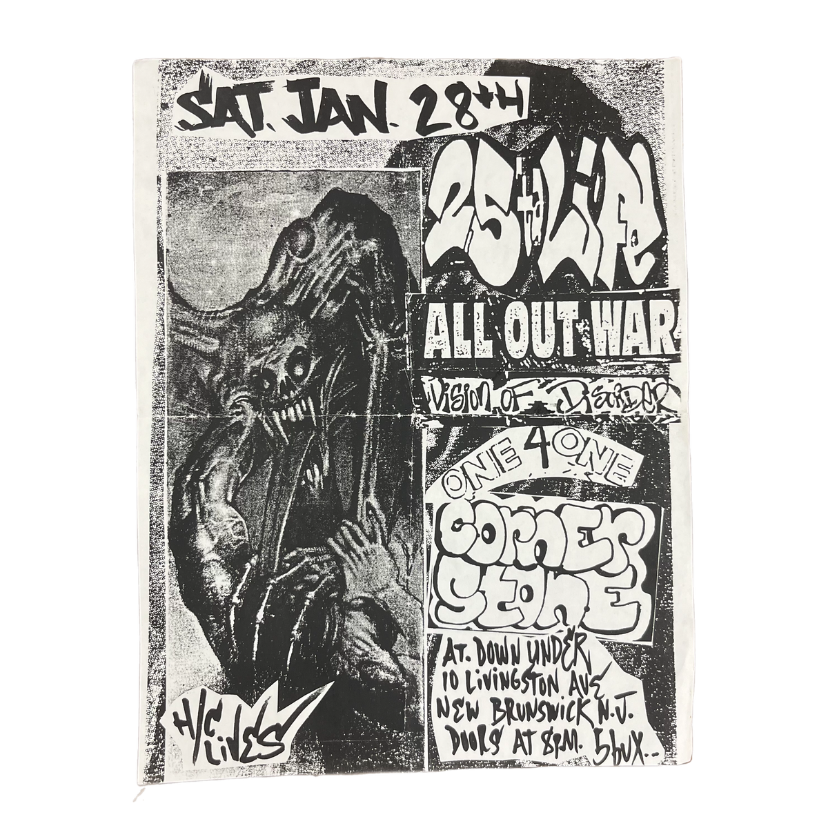 Vintage 25 Ta Life All Out War Vision Of Disorder One 4 One Cornerstone &quot;New Brunswick, NJ&quot; Show Flyer