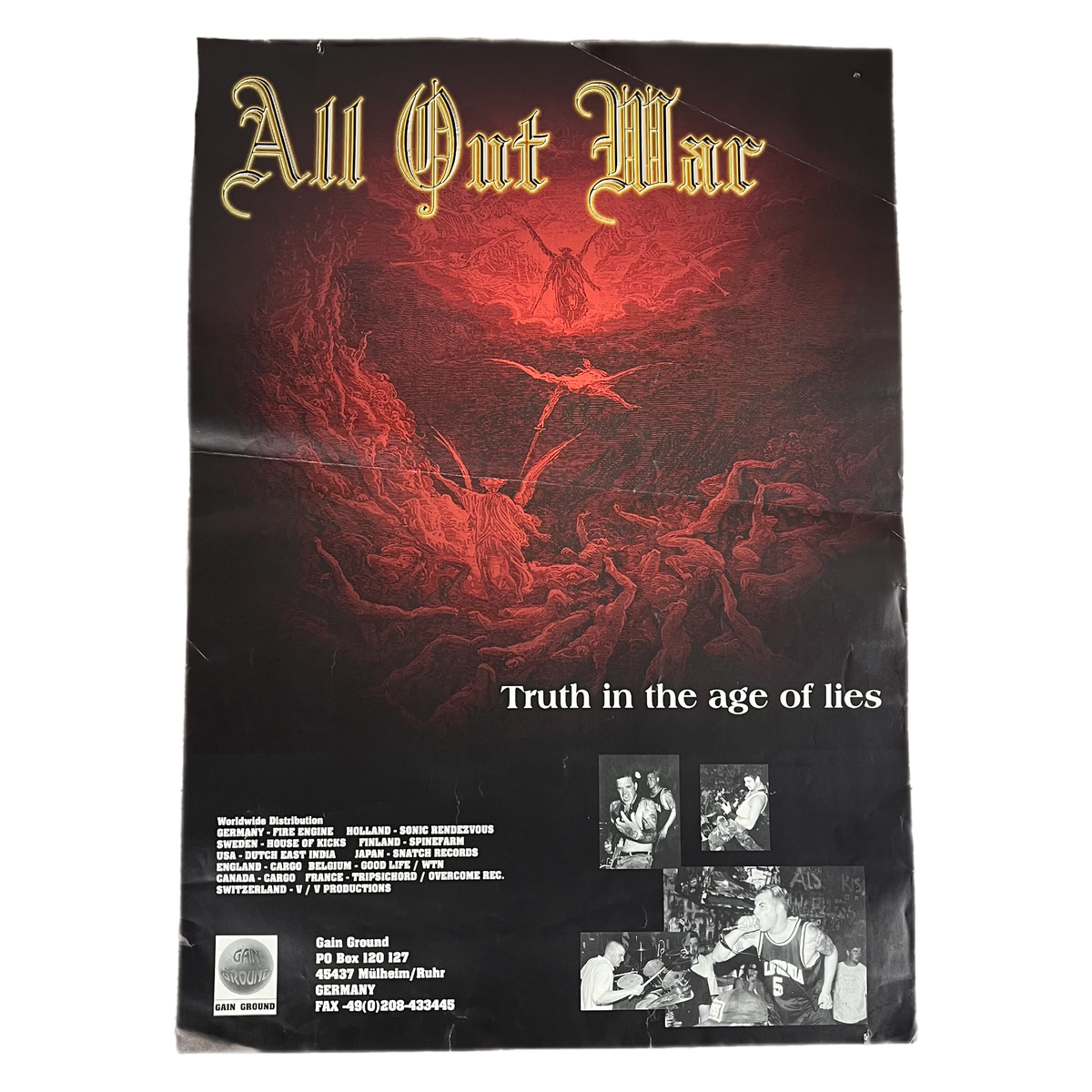 Vintage All Out War &quot;Truth In The Age Of Lies&quot; Gain Ground Promotional Poster