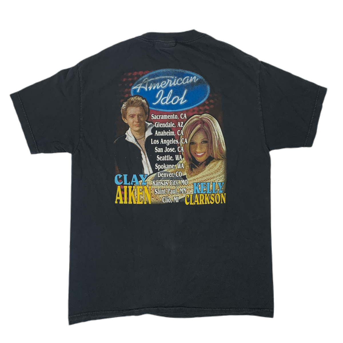 Vintage Original American Idol Clay Aiken Kelly Clarkson T-Shirt Back