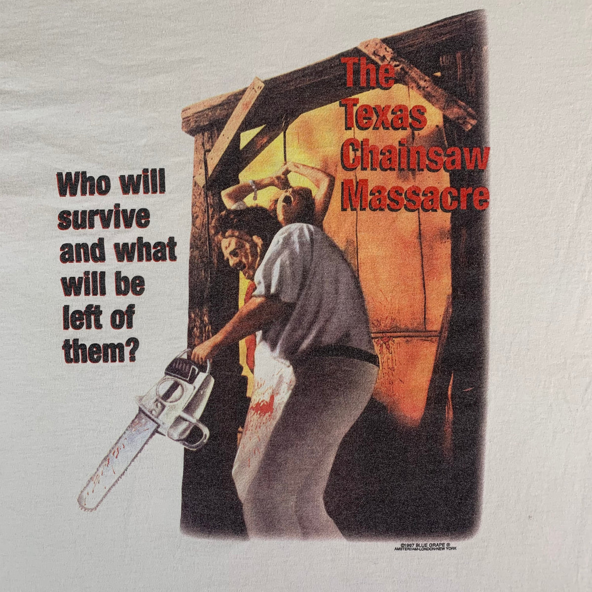 Vintage Texas Chainsaw Massacre &quot;Who Will Survive&quot; T-Shirt