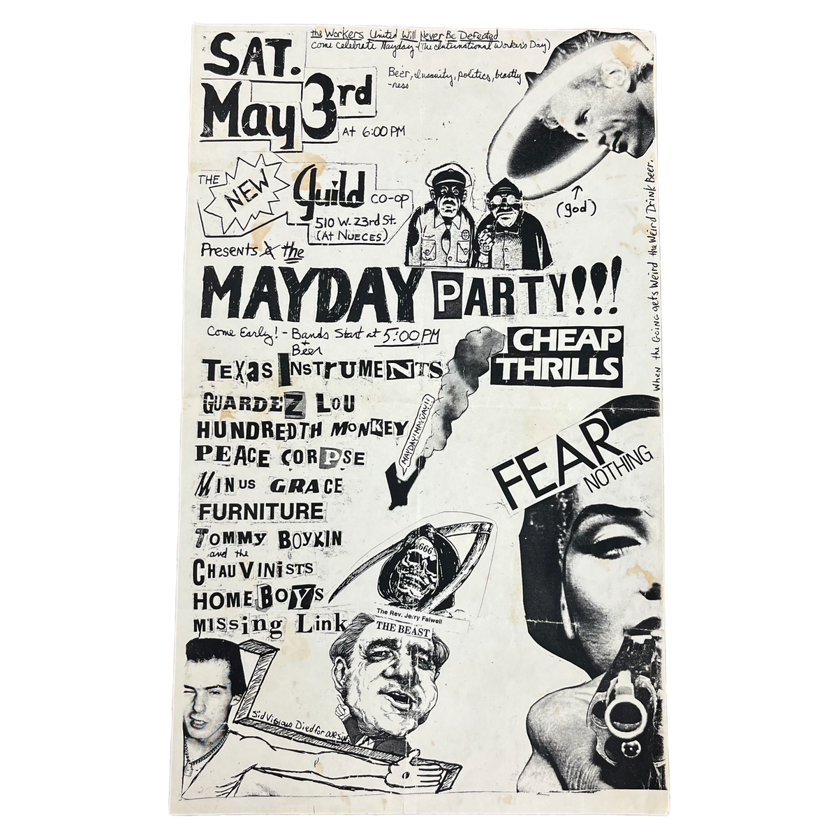 Vintage Mayday Party &quot;Texas Instruments&quot; Show Flyer