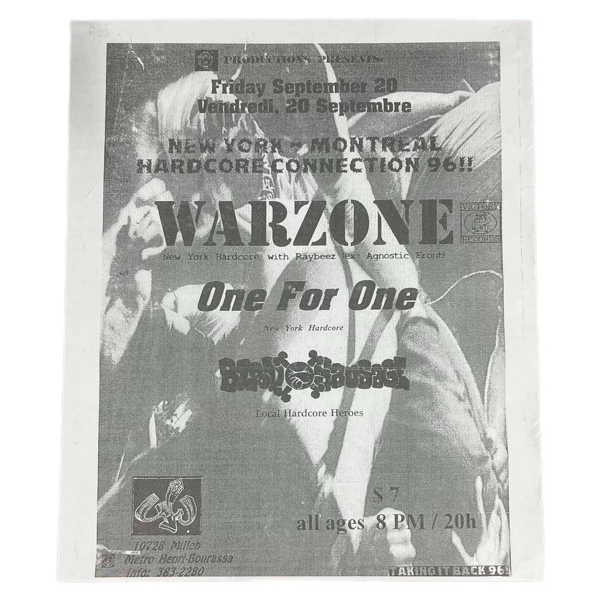 Vintage Warzone One For One Blood Sausage &quot;NYHC Montreal&quot; Hardcore Connection Poster