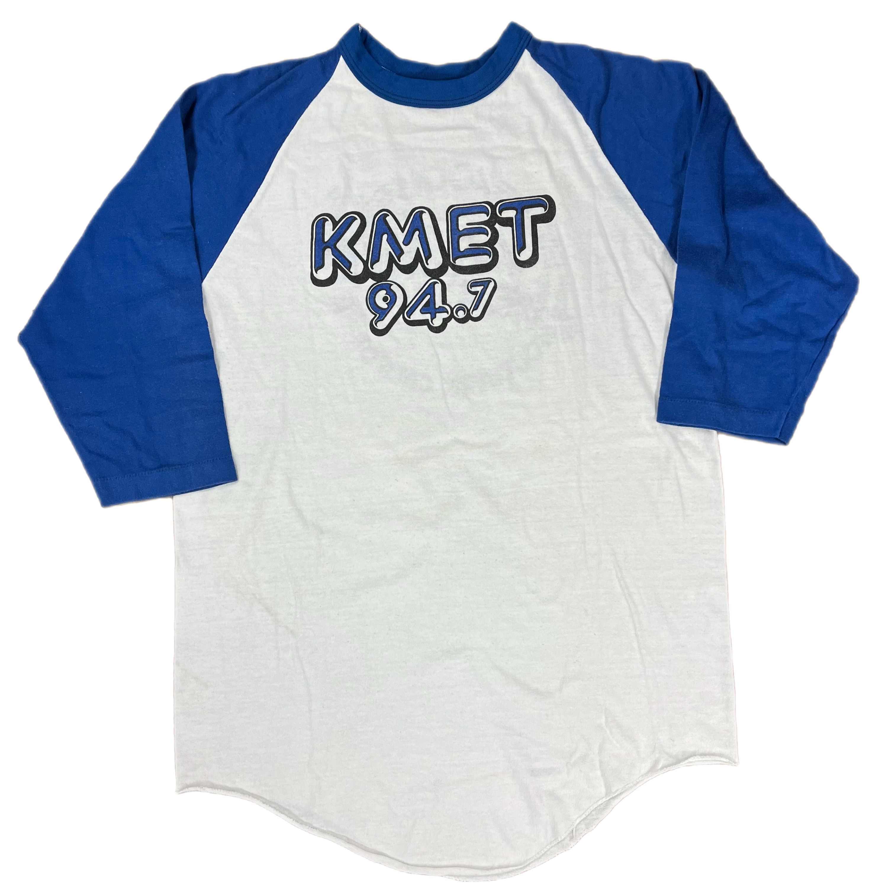 80s KMET Rock n Roll Weekend Radio 94.7 Los Angeles Raglan t-shirt Extra hot Small