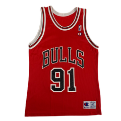 Vtg Chicago bulls Champion Dennis Rodman White Home Jersey Sz 52￼