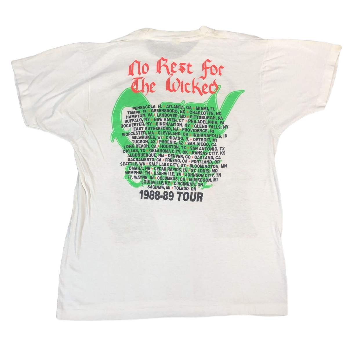 Vintage Ozzy Ozbourne &quot;No Rest For The Wicked Tour &#39;88-89&quot; T-Shirt - jointcustodydc