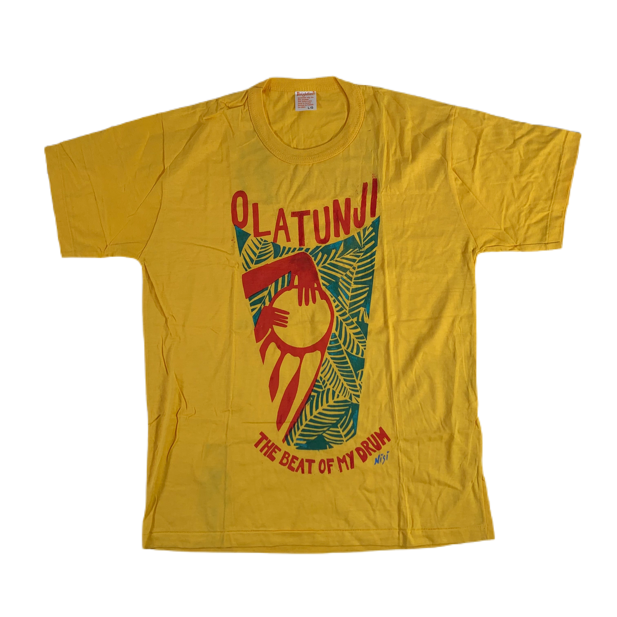 Vintage Olatunji &quot;The Beat Of My Drum&quot; Hand Painted T-Shirt