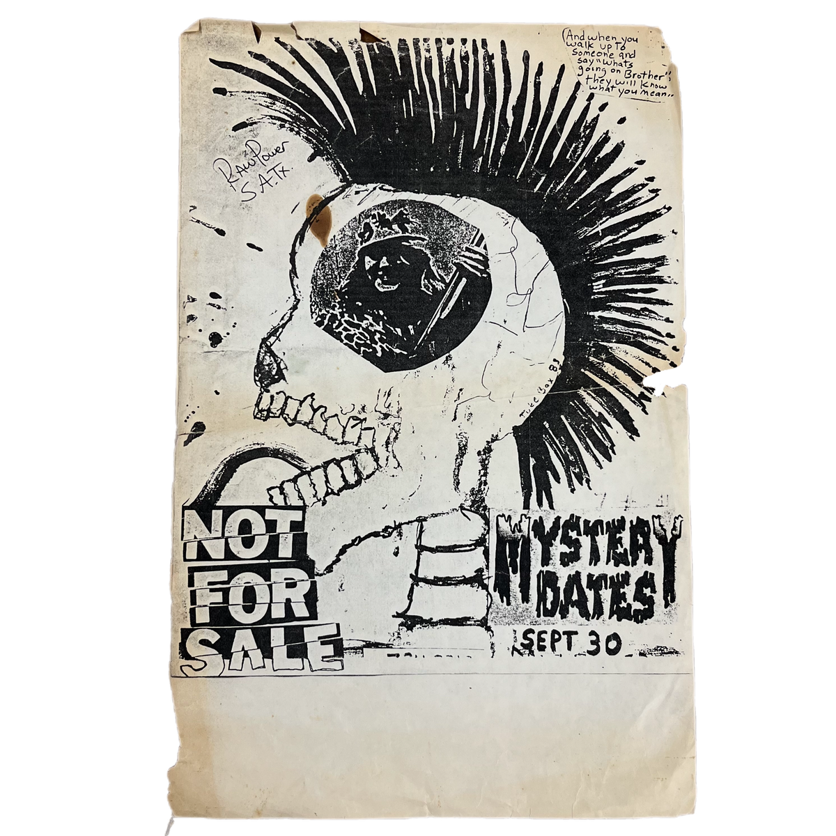 Vintage Not For Sale Mystery Dates &quot;Raw Power&quot; Show Flyer