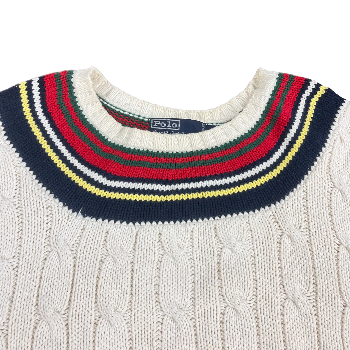 Vintage Ralph Lauren Polo &quot;Striped&quot; Cable Knit Sweater