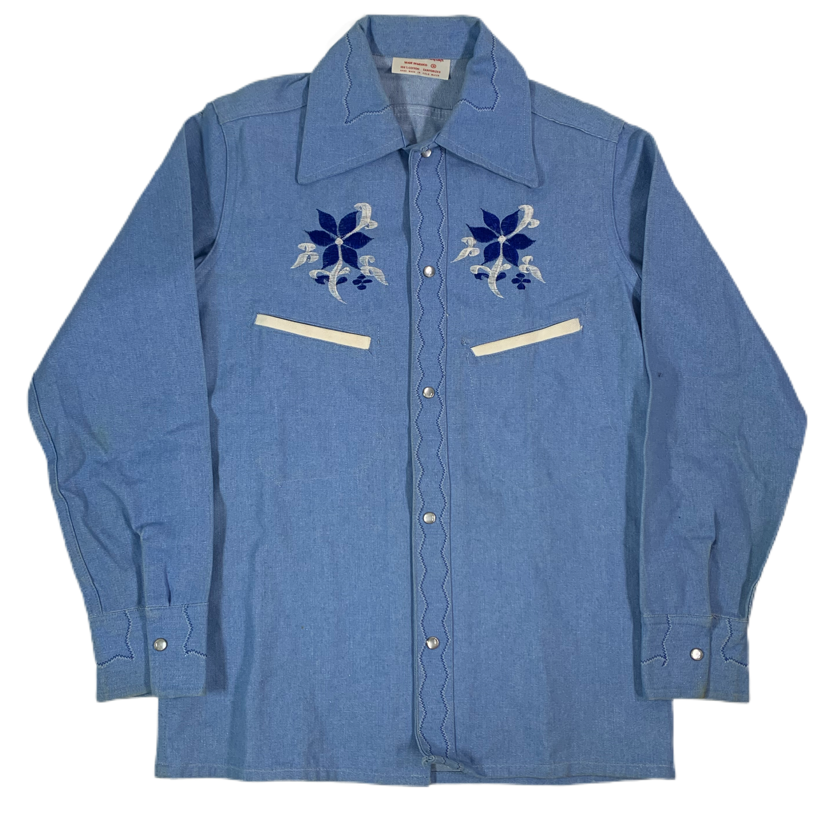 Vintage Embroidered Western Chambray “Made In Mexico” Pearl Snap Shirt - jointcustodydc