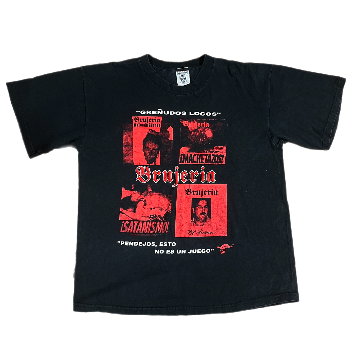 Vintage Brujeria &quot;Grenudos Locos&quot; Embroidered T-Shirt