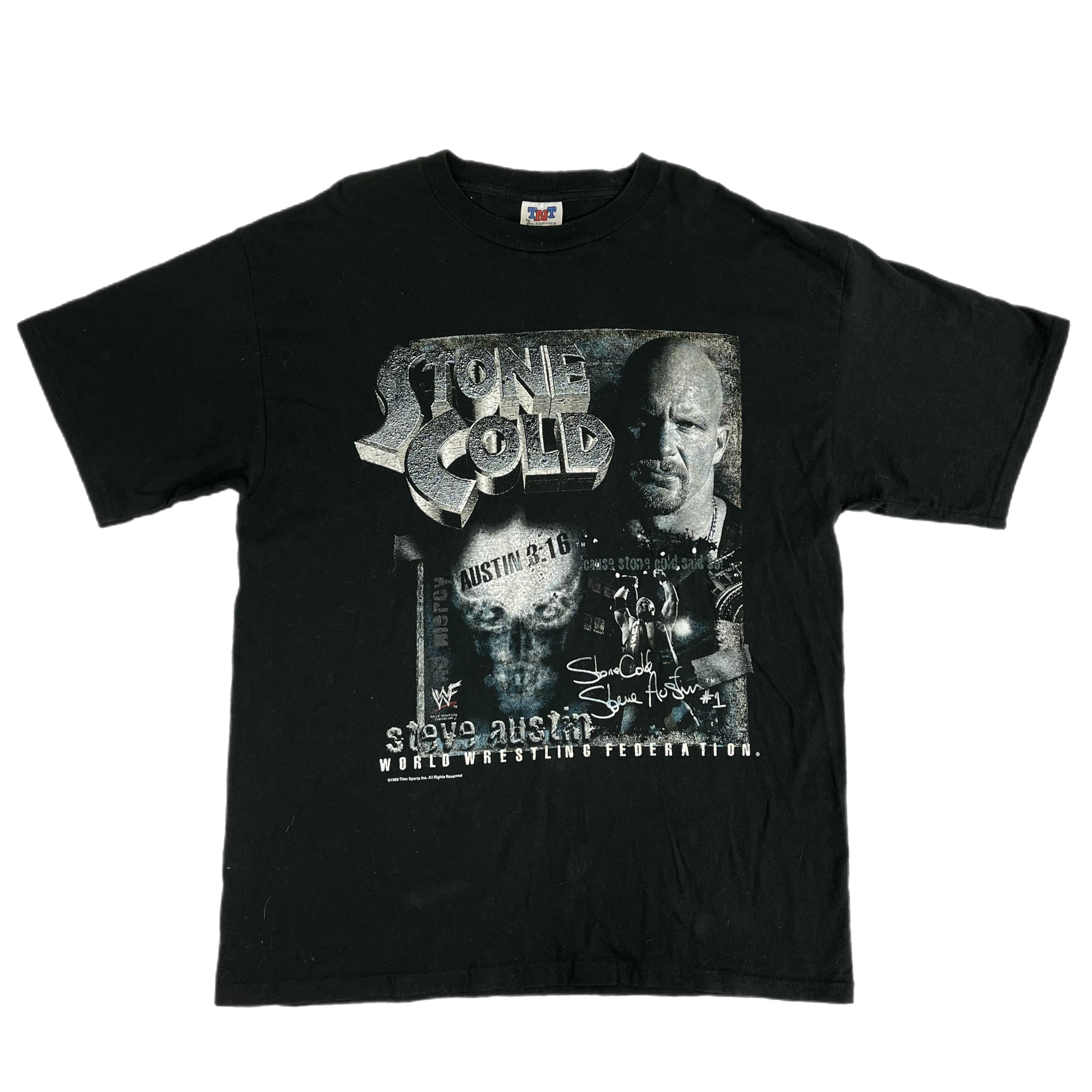 Stone Cold Steve Austin What? T-Shirt from Homage | Grey | Vintage WWE Apparel from Homage.