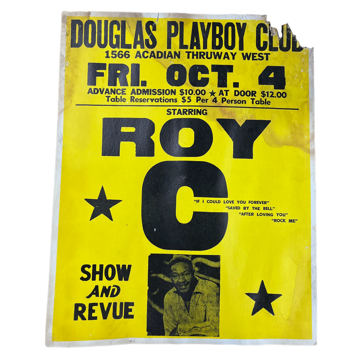 Vintage Douglas Playboy Club Presents Roy C &quot;Show And Revue&quot; Poster