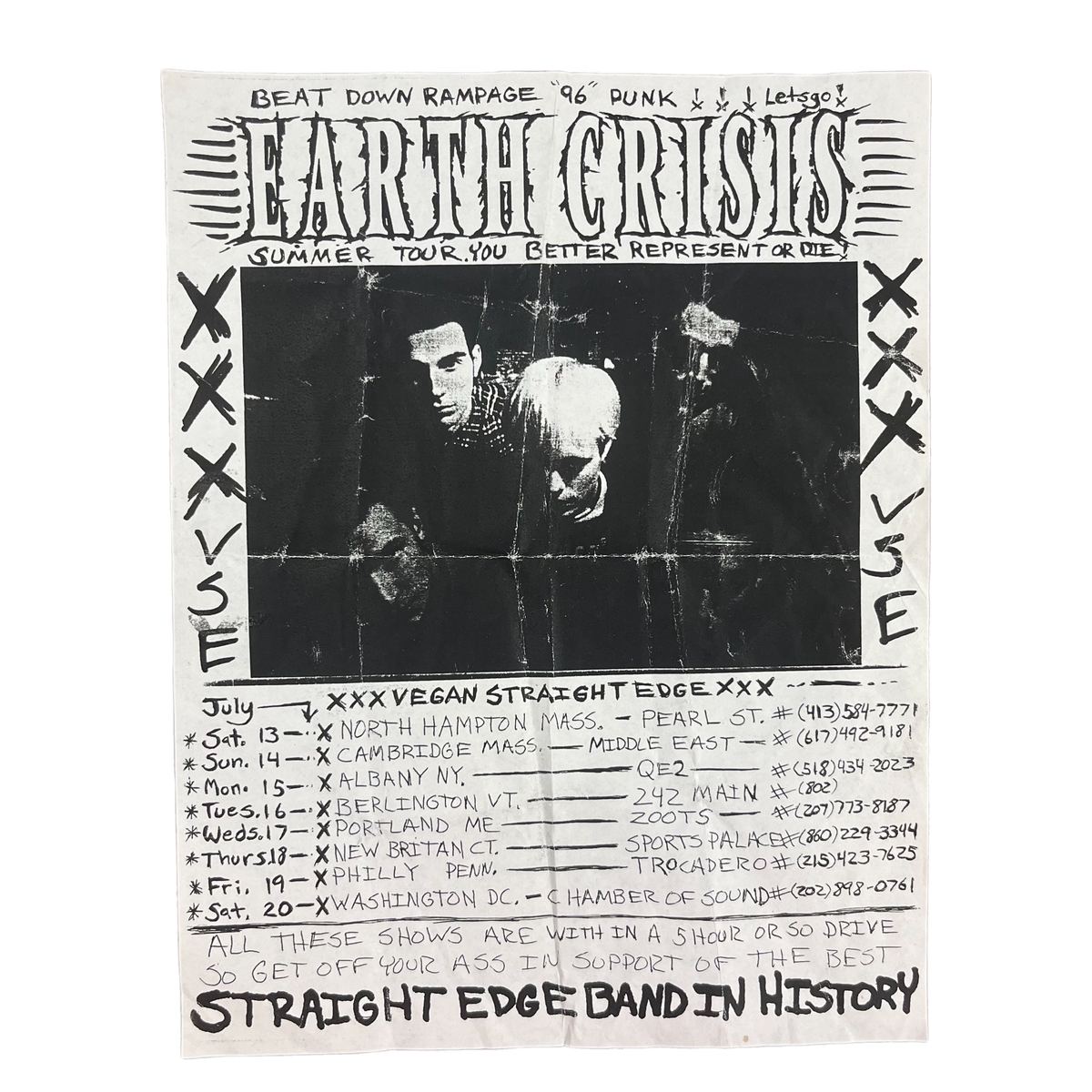 Vintage Earth Crisis &quot;Vegan Straight Edge&quot; Tour Flyer