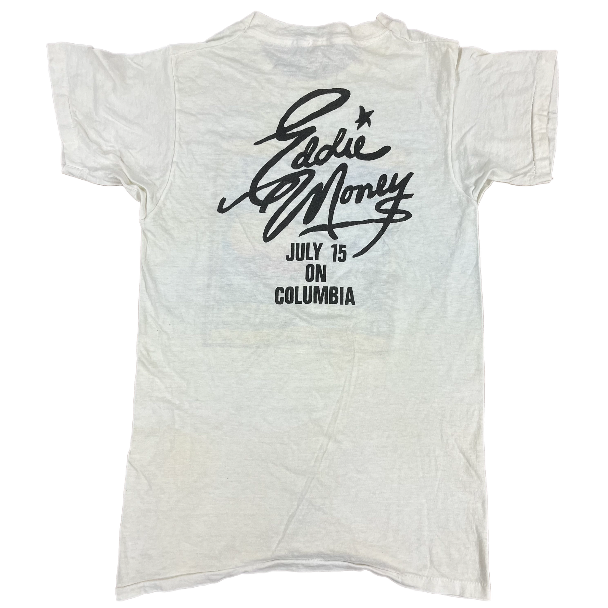 Vintage Eddie Money Peaches Records Tapes Columbia Promotional T Shirt jointcustodydc